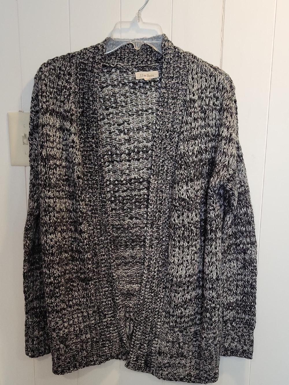 Black & White Marled Open Front Cardigan